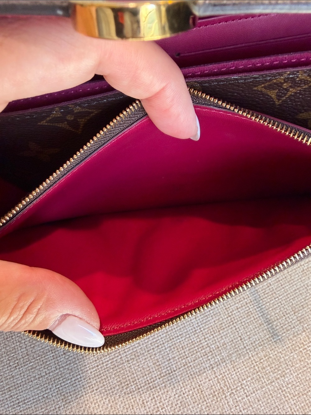 LOUIS VUITTON FLORE WALLET Fuschia Raspberry Monogram Canvas Long Wallet - Picture 12 of 13